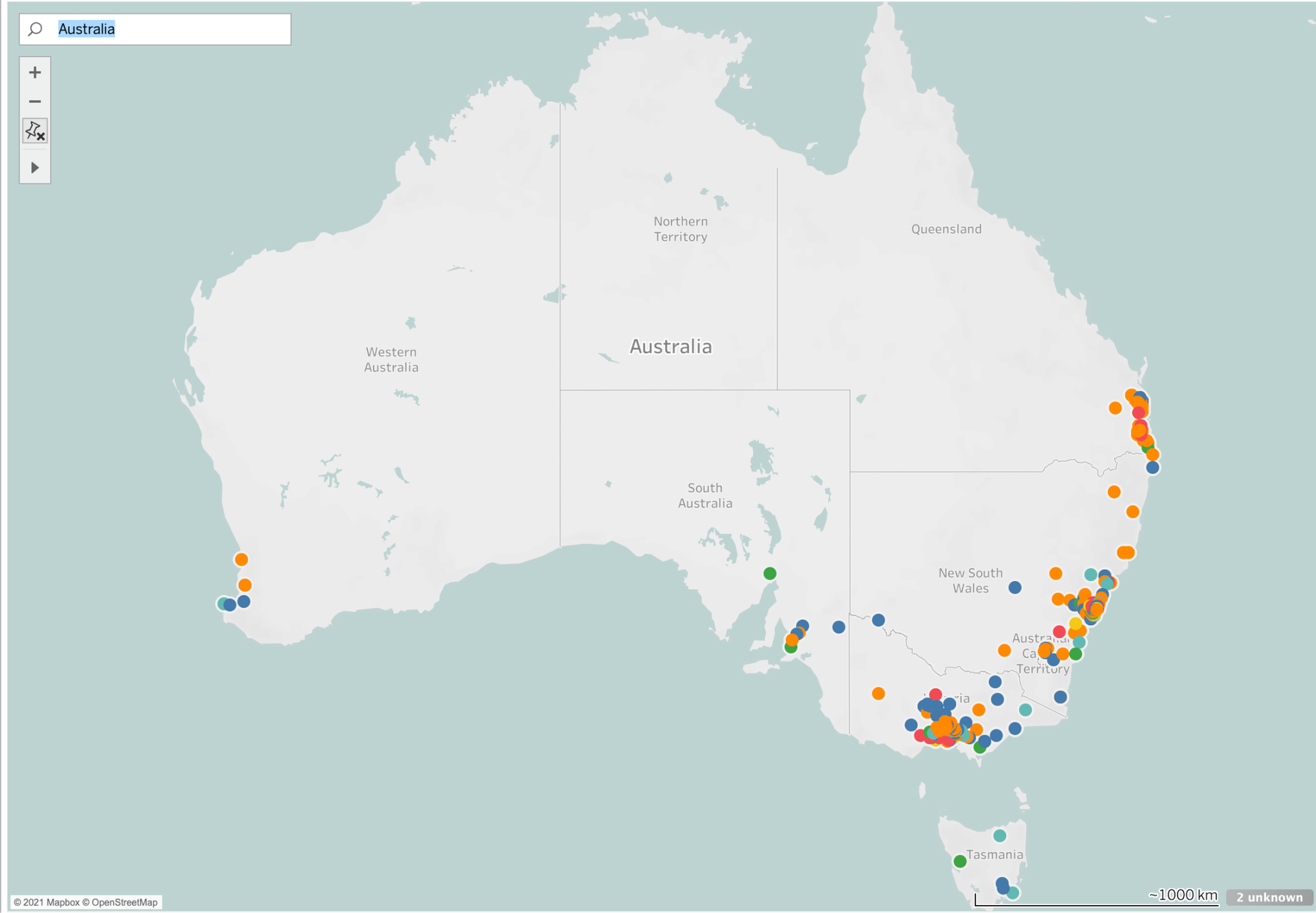 A detailed map of Bushfire Archetypes across Australia according to our tool.